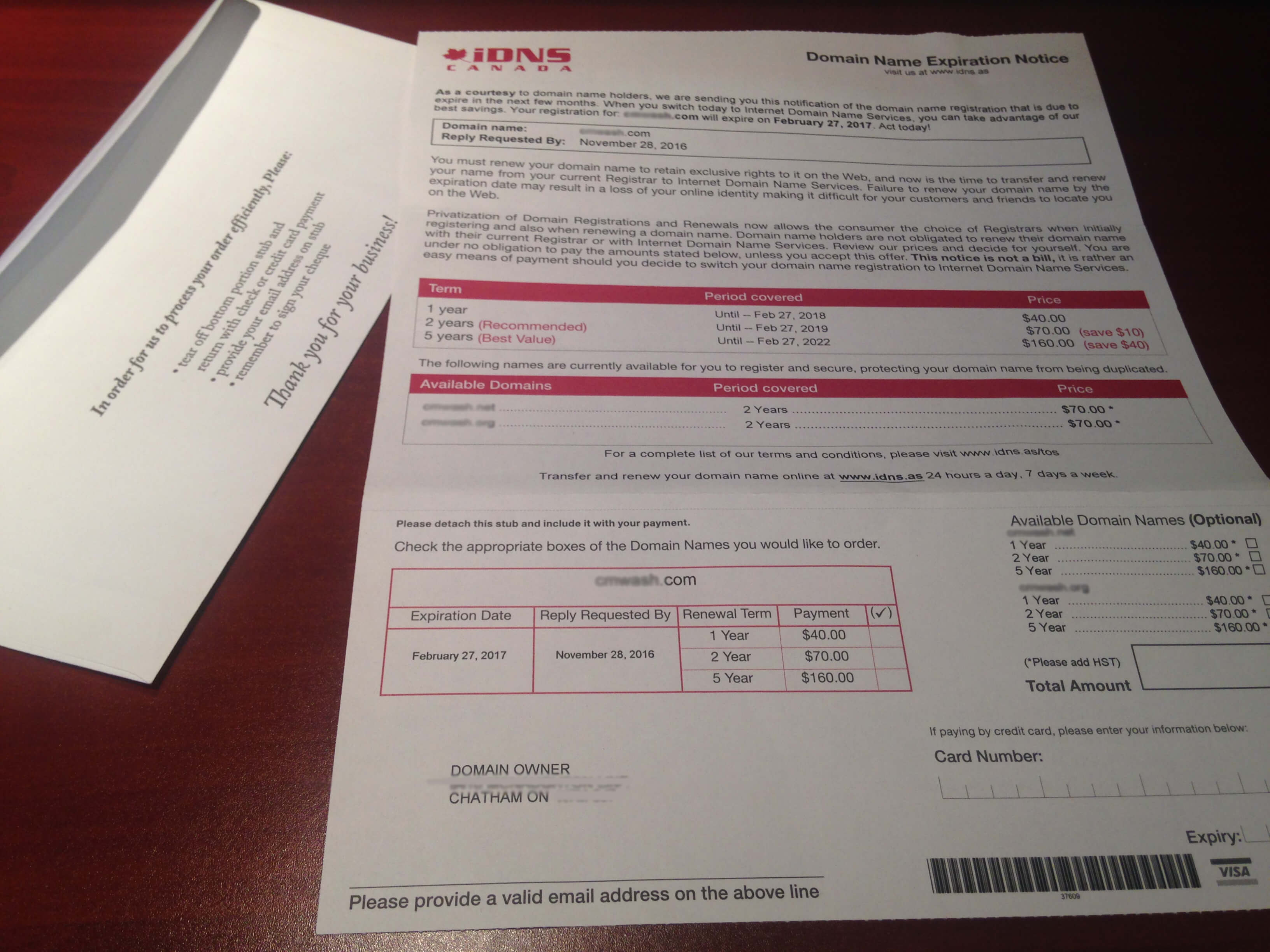 iDNS Canada – Domain Renewal Scam Alert